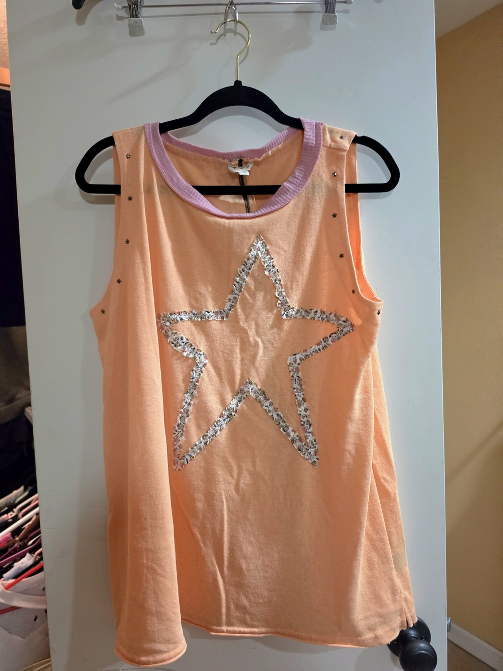 POL Girls Peach Star Sequin Tank Dress